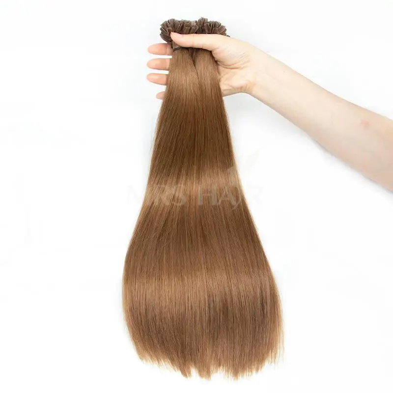 Extensiones de Cabello con punta en V para mujer, cabello humano Real de 12-24 pulgadas, con queratina, color rubio blanco, #1001 K