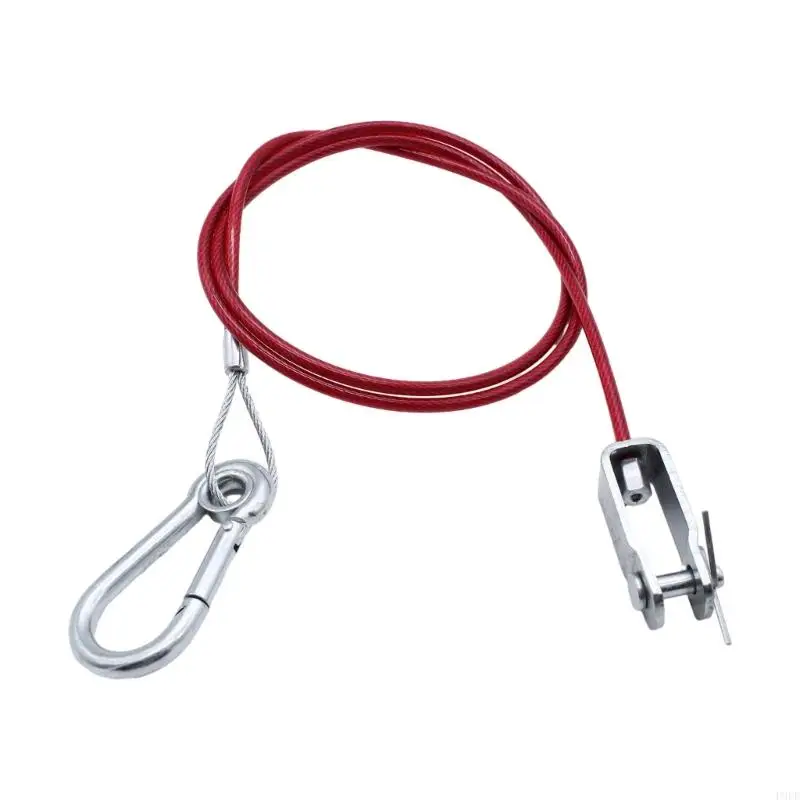 P9FD Heavy Duty Sturdy Stainless Steel Trailer Towing Dismounting Rope with Forked Head U shaped Clip 100cm Length Accessory