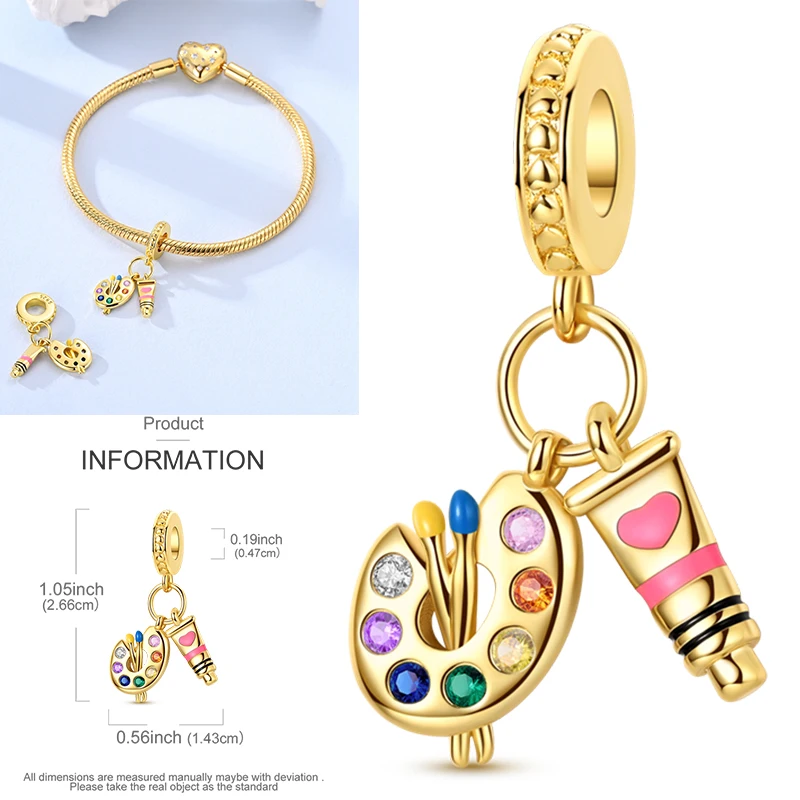 925 Sterling Silver Colorful Flower Charm Green Zircon Elephant Love Four-leaf Fit Original Bracelet DIY Jewelry Gifts For Women