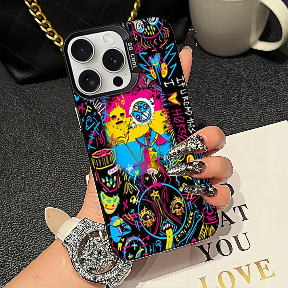 Cool art graffiti unique For iPhone 11 12 13 14 15 16 Pro Max Plus Colorful Protect Cover Luxury Shockproof IMD phone case