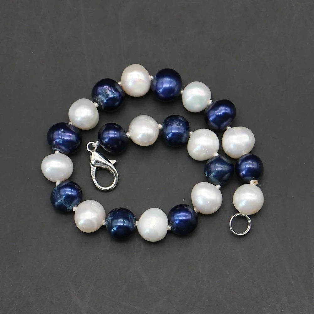 Fashion Irregular Round White & Black Freshwater Pearl Spliced Design Fashion Women's Baroque Style Bracelet Jewelry 1Strand