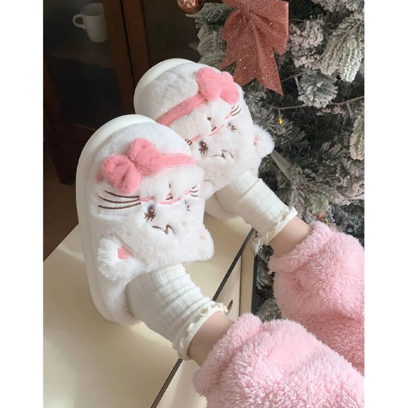 Kawaii Mikko Slippers Warm Cotton Slippers Cute Cartoon Girls' Hearts Women's Cute Winter Student Non-slip Home Shoes Gifts Toys