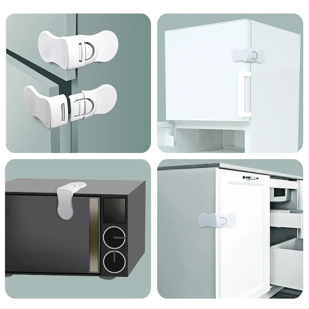 4/5 PCS Cabinet Lock Refrigerator Lock Plastic Baby Safety Lock Anti-Pinching Drawer Locks Buckle Children Protection