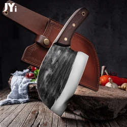 Handmade Forged Butcher Full Tang Cleaver Carbon Steel Kitchen Knives Chopping Slicing Knife Chinese Chef Cutter Gift Cover