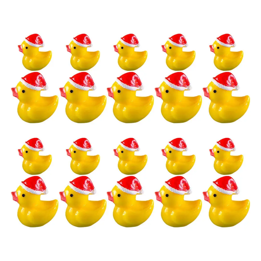 

20 шт. миниатюрных уточек из смолы для рождественского декора, маленькие садовые скульптуры, статуэтки уток из смолы для праздничного оформления