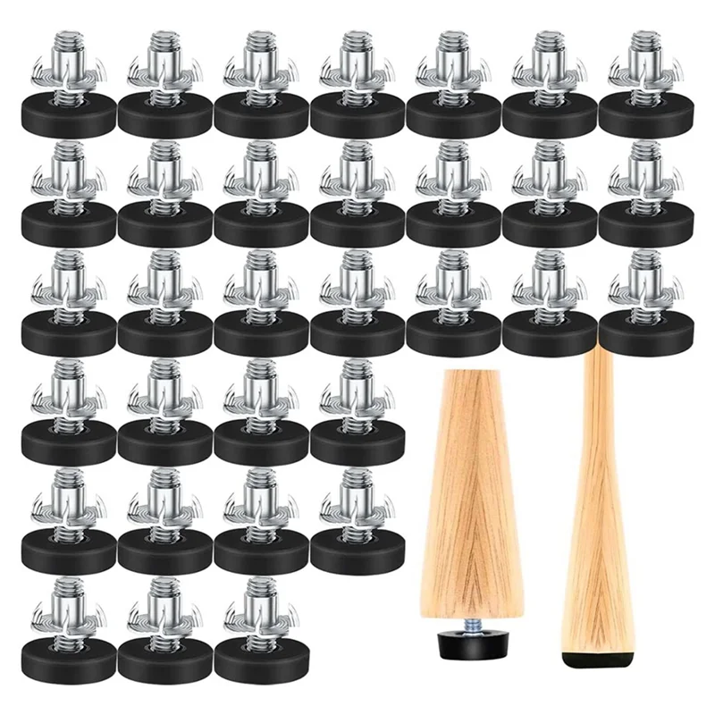 

ABWP-64 PCS M6 Thread Adjustable Furniture Levelers Screw In Chair Feet Adjustable Furniture Feet Leg Levelers