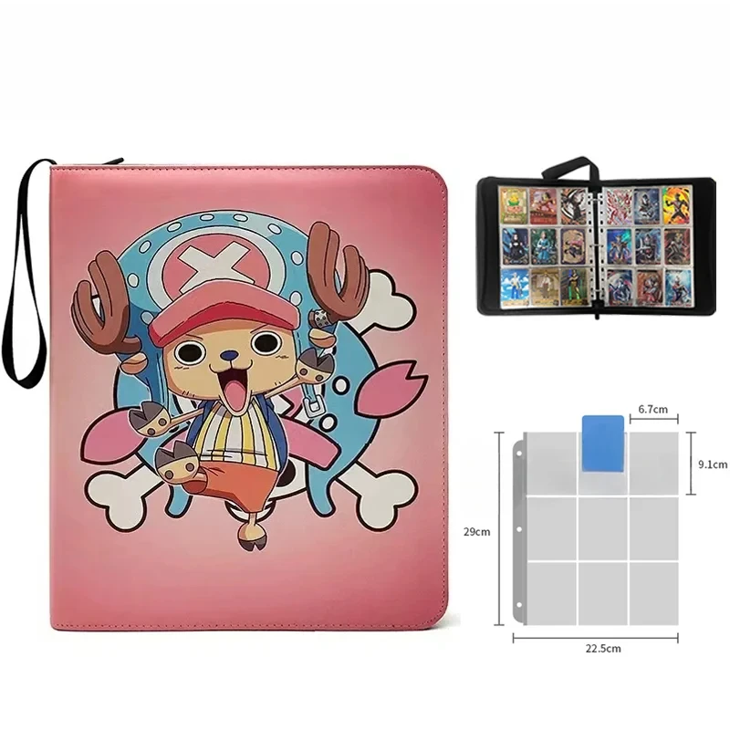 New 540 PCS Anime One Piece Luffy Zoro Cards Book Zipper PU Leather Cards Binder Display Game Collection Cards Toys Gifts