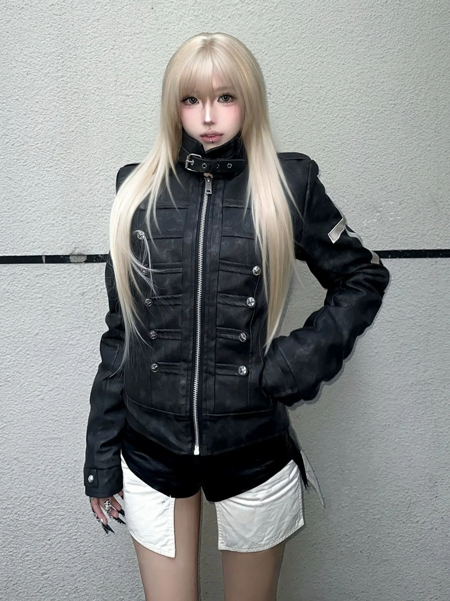 Subculture Button Design Casual Women's Jacket Short Style Spring Autumn Fashion Visual Series Well Tailored PU Leather Coat