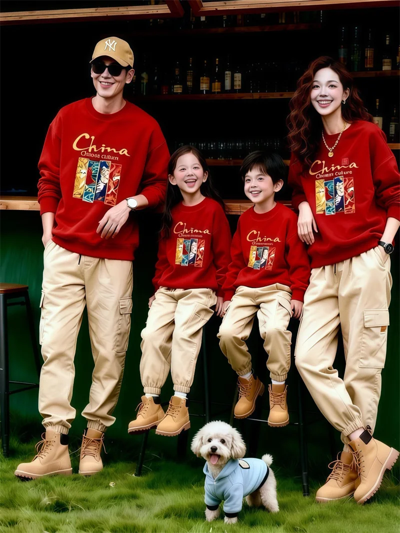 Family Matching Clothes Children Adults Autumn Outdoor Casual Long Sleeve O-Neck Sweatshirt Fashion Family Party Print Top