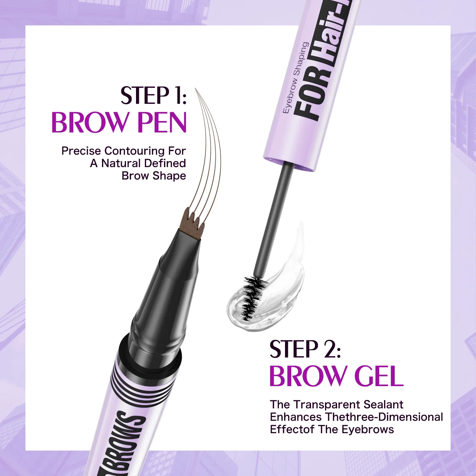 Waterproof Eyebrow Pencil 2in1 Liquid Gel Pen Long Lasting Cream Makeup Kit Four Claw Double End Natural