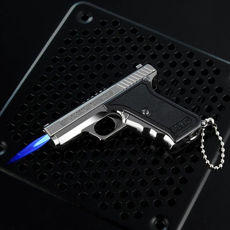 

Mini Portable Gun Style Lighter Refillable Butane Gas Windproof Blue Jet Flame Torch Lighters Cigarette Accessories Men's Gift
