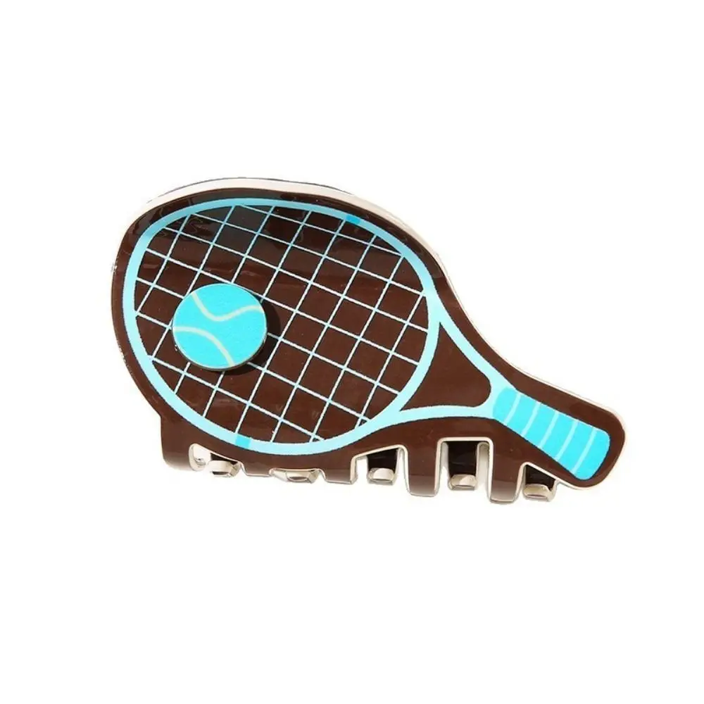 New Creative Tennis Shark Hair Clip Tennis Racket Shape Sports Hair Claw PVC Non Slip Hair Clamps for Women Girls view 4