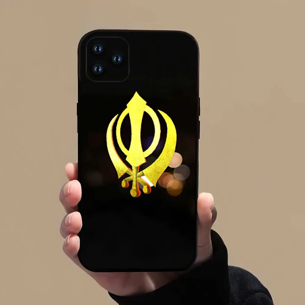 Sikh Khanda Sikhism Bling Phone Case For iPhone 11 12 13 14 15 Mini Pro XS Max X S Plus XR Shell