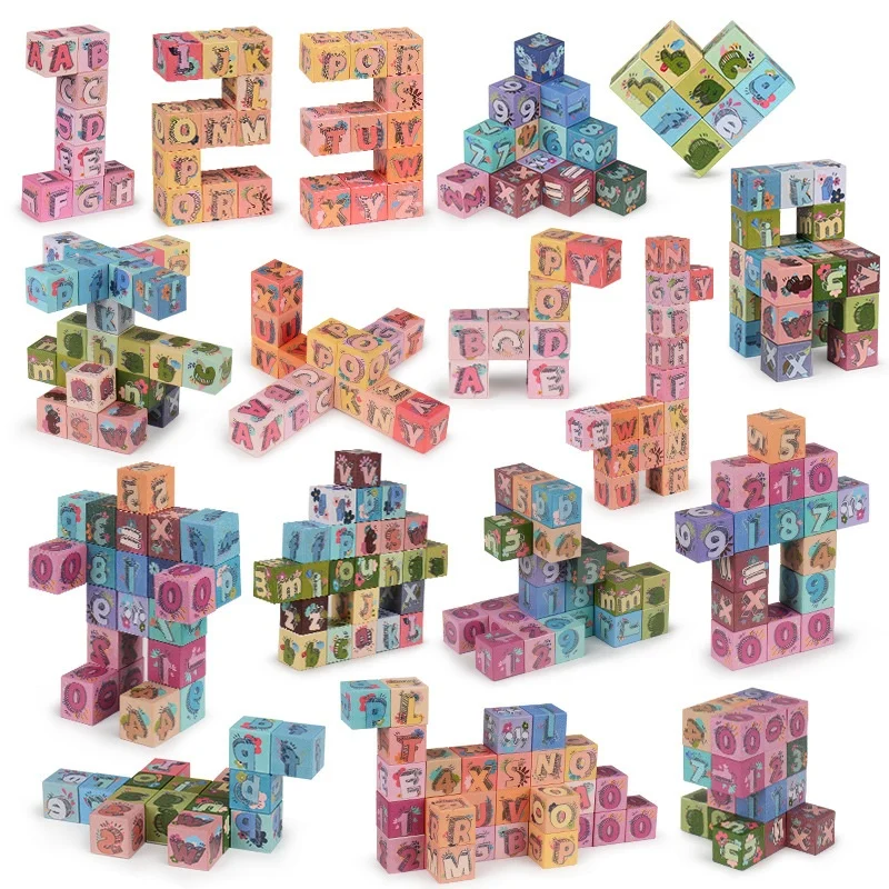 

kids Magnetic Block toy Set DIY Alphabet Number Learning Pattern Montessori Education Puzzle Toy STEM Learning Toys