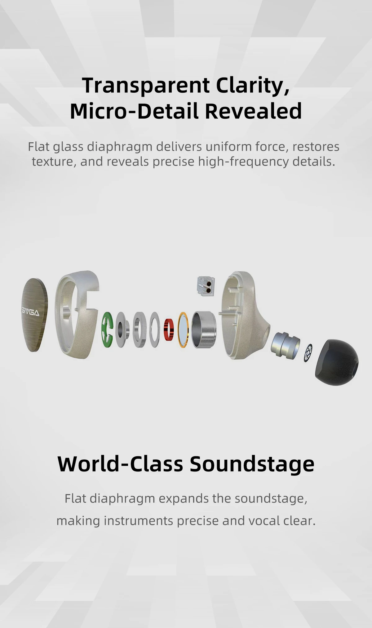 SIVGA Que UTG Flat Glass Diaphragm Dynamic Driver High-Fidelity In-Ear-Kopfhörer mit Kabel, grünes Sandelholz, mit abnehmbarem Kabel – Detail 5