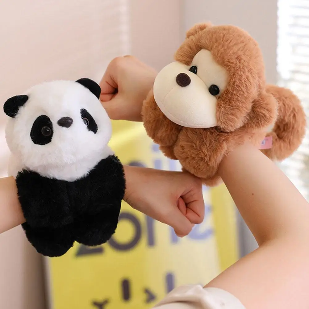 Kawaii Animal Clap Circle Toys Slap Snap Wrap Wristband Bracelet Snap Panda Dog Plush Hand Kids Birthday Christmas Gift