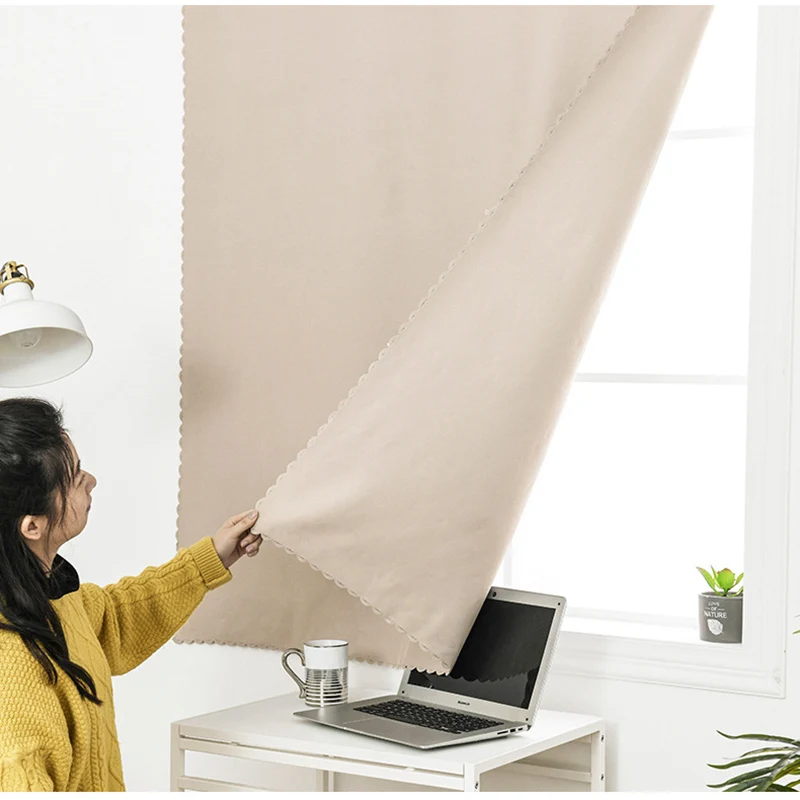 New Anti UV Light Window Curtain Punch Free Blackout Curtains Easy Install Self-Adhesive Shading Drapes for Living Room