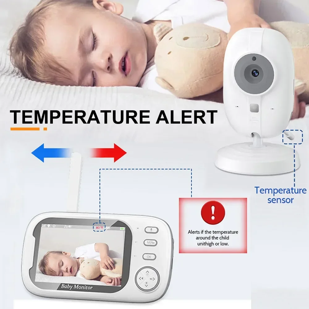 3.5 inch Wireless Video Baby Monitor Night Vision Temperature Monitoring Two-Way Audio Talk Baby Nanny Indoor Security Camera view 6