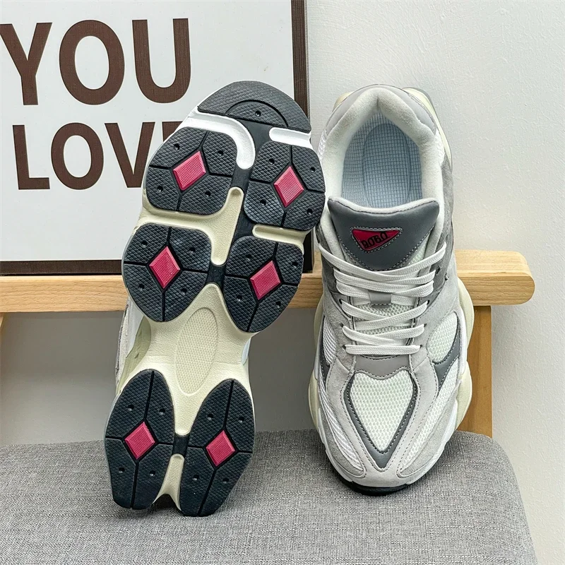 أحذية رياضية كاجوال جديدة للرجال لجميع المواسم بنعال سميكة وكتل ألوان لزيادة الارتفاع، أحذية رياضية أصلية