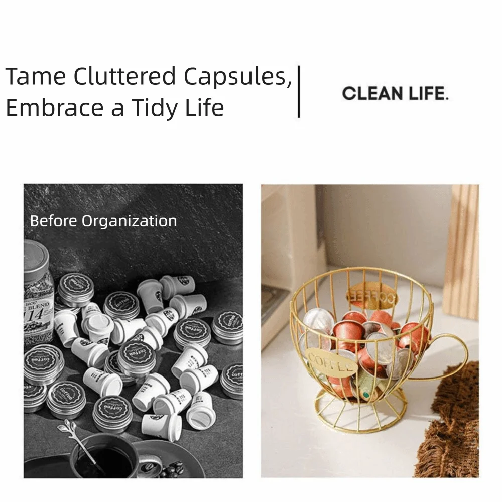 

Metal Wire Coffee Capsule Holder Large Capacity Space Saving Coffee Pod Storage Stand Muti-Functional Hollow