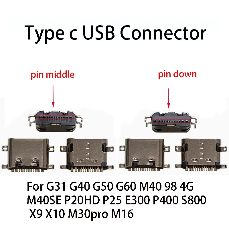 1PC USB 3.1 Type C Connector 12Pin 16 Pin Female Charging Port Socket For G30 G31 G40 G50 G60 E300 P400 S800 M40 P25 12P 16P USB