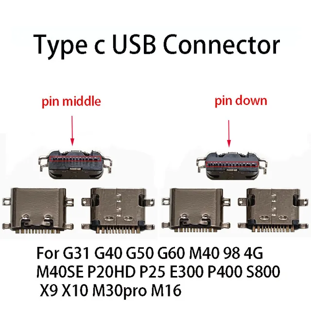 1 szt. złącze USB 3.1 typu C, 12-контактний, 16-контактний, żeńskie gniazdo portu ładowania do G30 G31 G40 G50 G60 E300 P400 S800 M40 P25 12P 16P USB