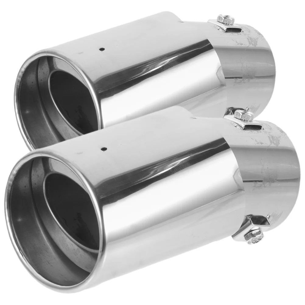 

2pcs Universal Motorcycle Exhaust Tips Stainless Steel Pipe For Noise Reduction Durable Modified Tailpipe Auto Modification Car