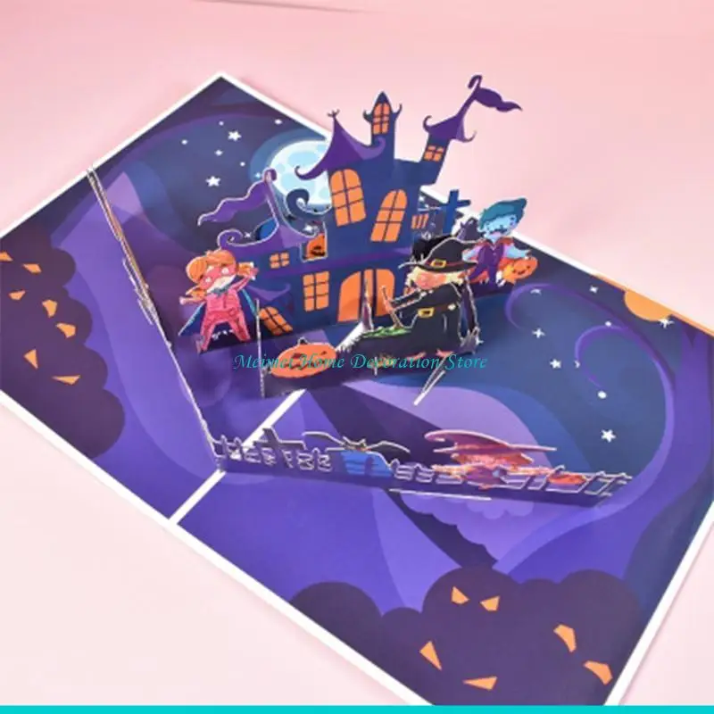H7BF POP-UP HALLOWEEN CARCE Funny Pumpkin BAT بطاقة بريدية مع هدية يوم الأقداس المظروف