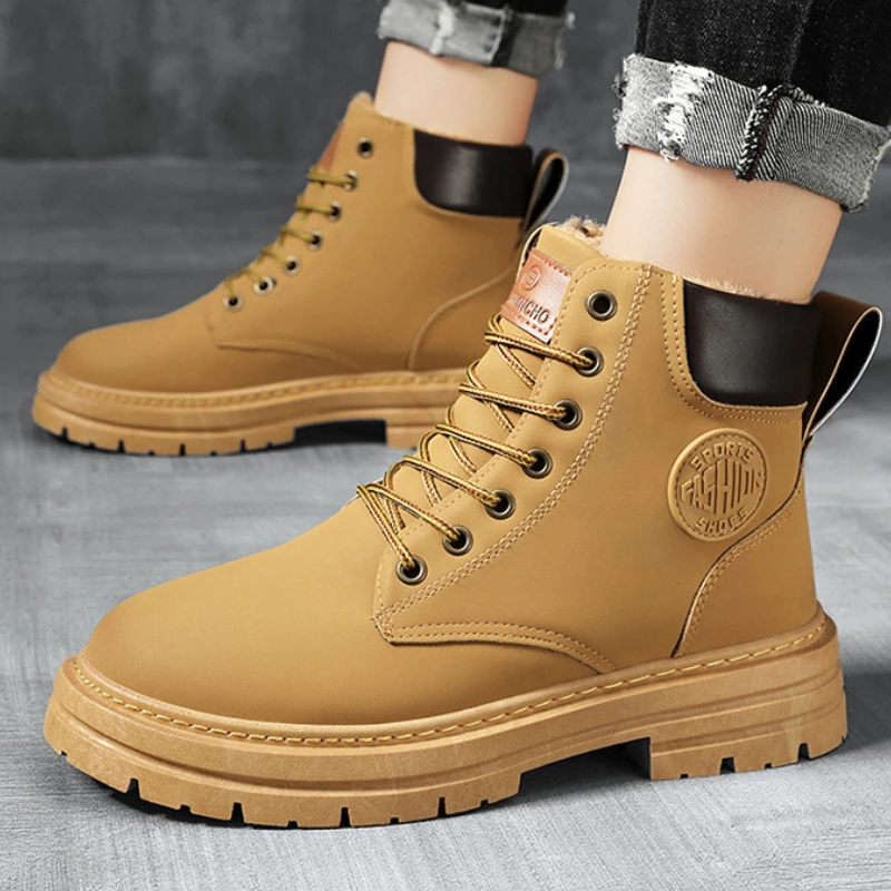 Bottes de neige à l'offre elles optiques pour hommes, chaussures de sport d'hiver, bottes courtes chaudes en velours, bottes de travail d'extérieur pour hommes