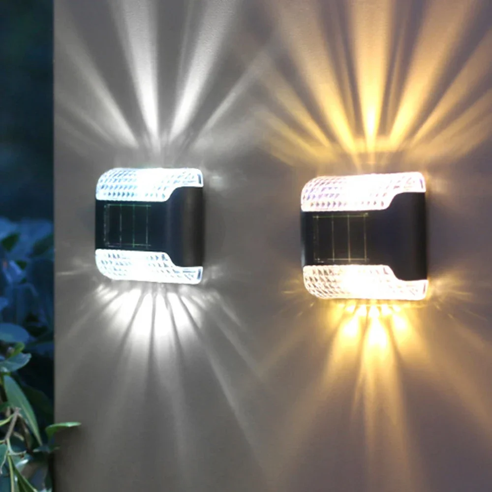 10Pcs Solar Wall Light Outdoor Waterproof Solar LED Wall Lamp Up And Down Luminous Lighting Outdoor Garden Decoration Sunlight