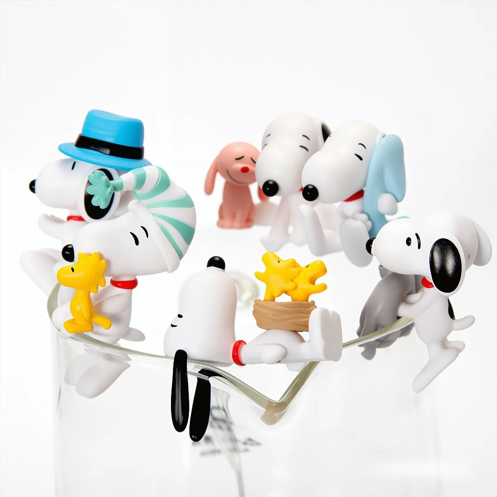 Snoopy Cup Edge Woodstock Blind Box Mini Figura Linda Decoración de Escritorio Coleccionable Caja Misteriosa Juguete Sorpresa Regalo de Cumpleaños para Fanáticos