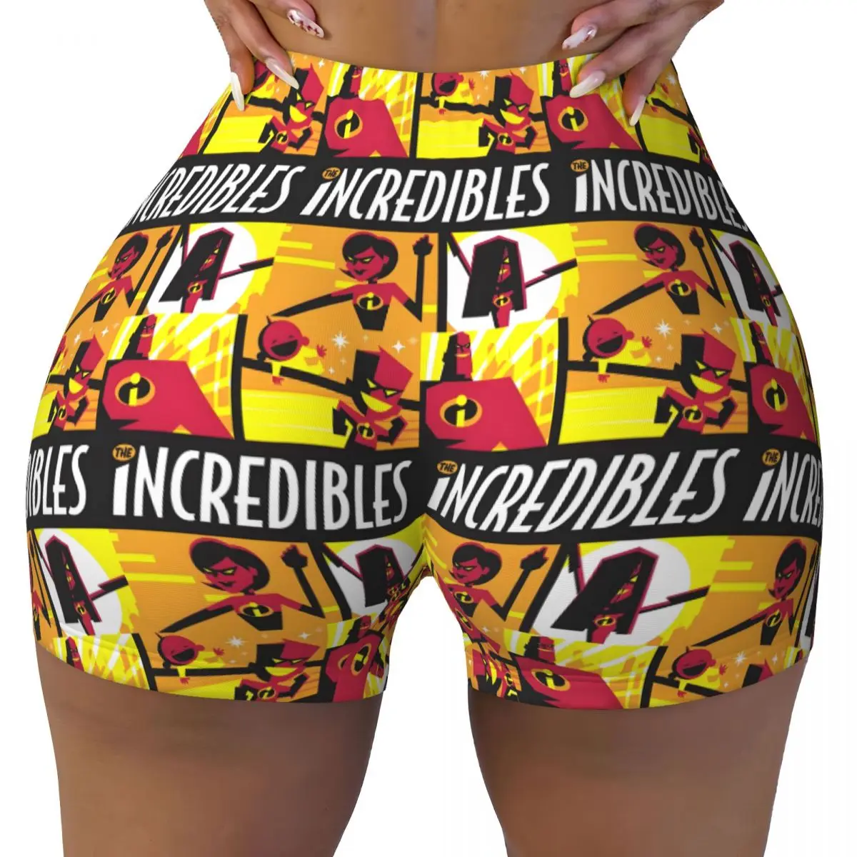

Custom Women's The Incredibles Manga Workout Yoga Shorts Humorous Athletic Gym Biker Running Shorts