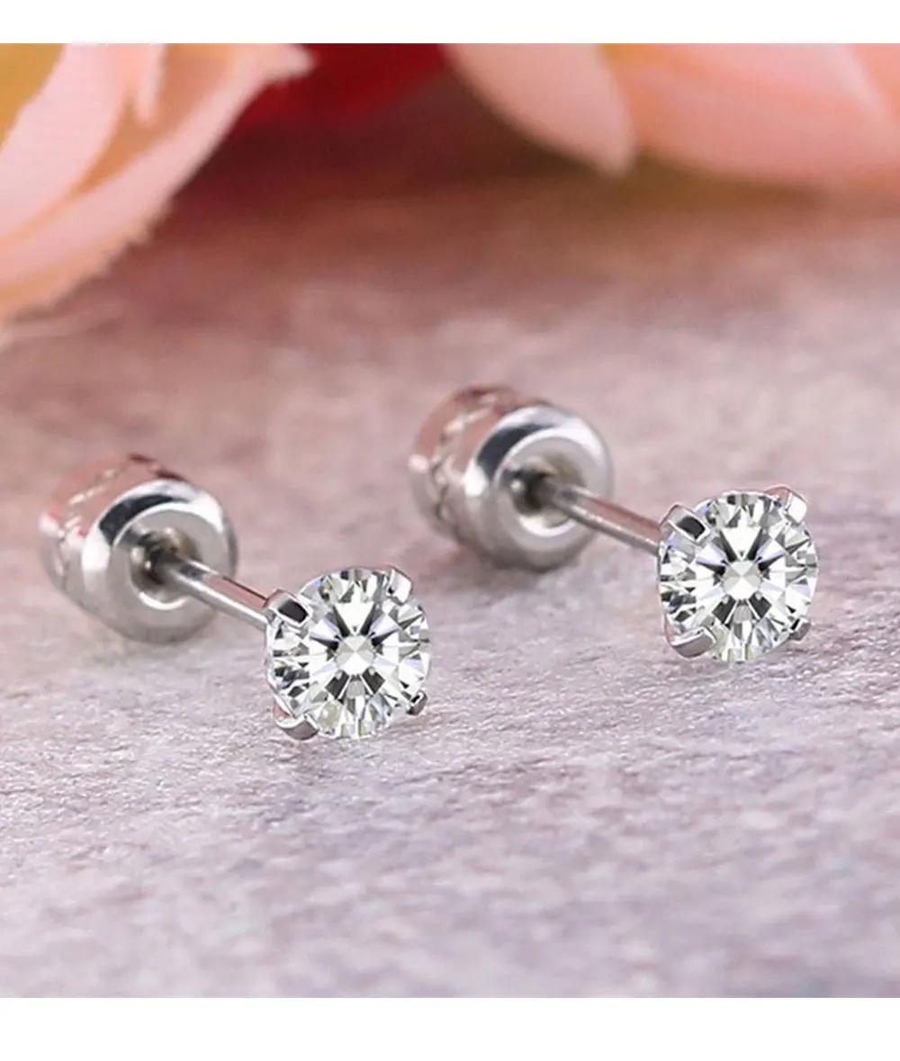2Pcs 의료 스테인레스 스틸 크리스탈 스터드 귀걸이 나사 피어싱 Tragus 연골 귀 스터드 귀걸이 남성 여성 쥬얼리
