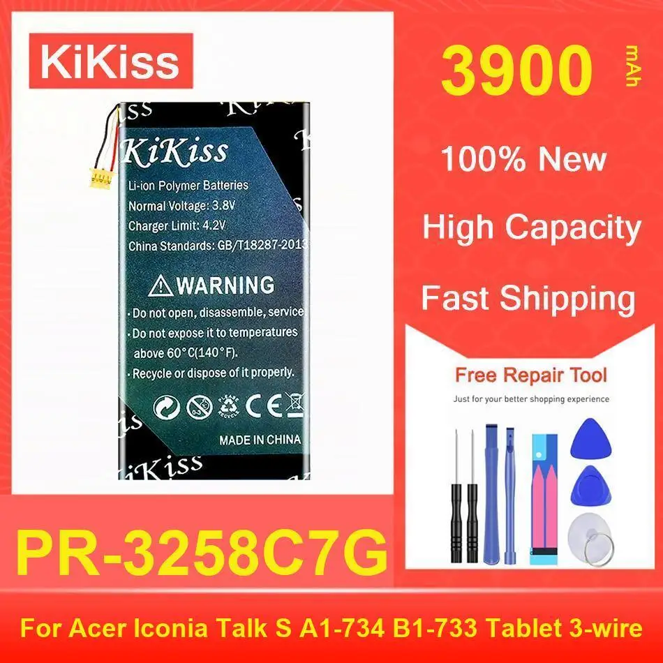 

Kikiss Battery 3900Mah PR-3258C7G For Acer Iconia Talk S A1-734 B1-733 Tablet 3-Wire