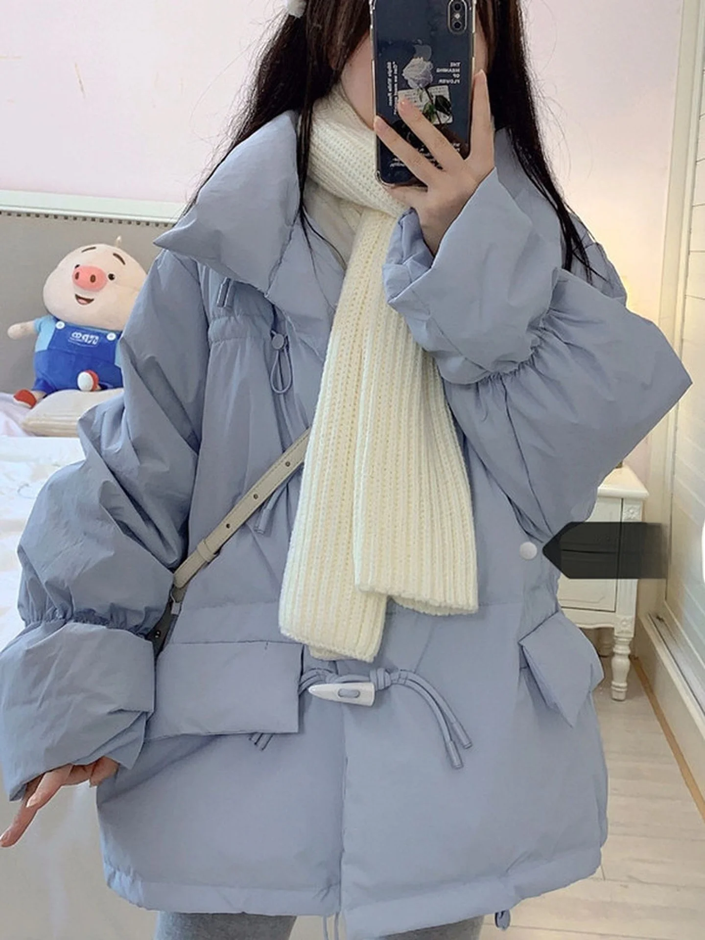 

plus Size down Cotton Jaet Women's Winter Loose Bread Sle Stand Collar Coat Korean Sle Thiened Long Sve Polyester