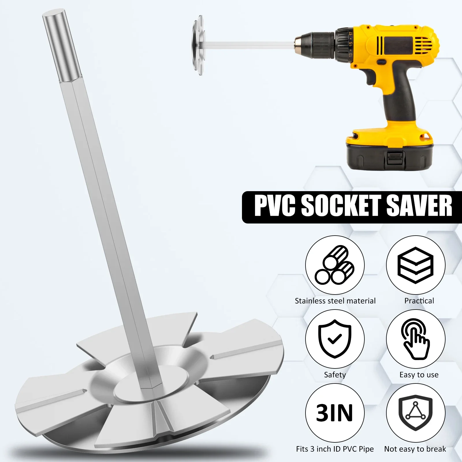 Outil de coupe d'alésoir de conduit en PVC, économiseur de prise de raccord, raccord de vaccination, perceuse électrique à vitesse variable, 1.5 po, 2 po, 3 po, 1 po, 2 po, 3 po