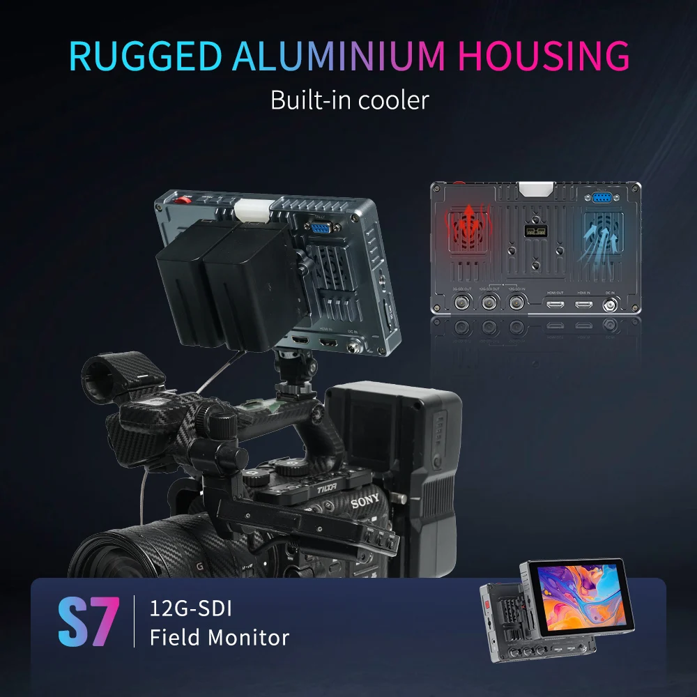 Monitor de câmera OEM FEELWORLD S7 personalizado 7 polegadas 1600nit Monitor de campo Touch Screen 12G-SDI HDMI2.0 Fabricante