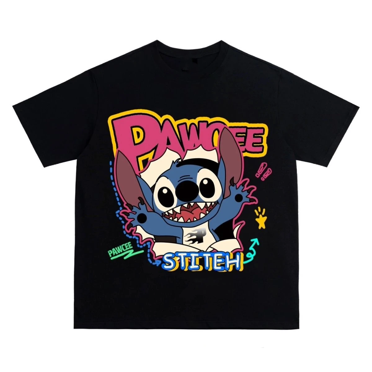 

Disney Stitch Men's T-shirt: Fashionable Pure Cotton Men's Short-sleeved, Casual, Comfortable and Trendy Street Men's Clothing