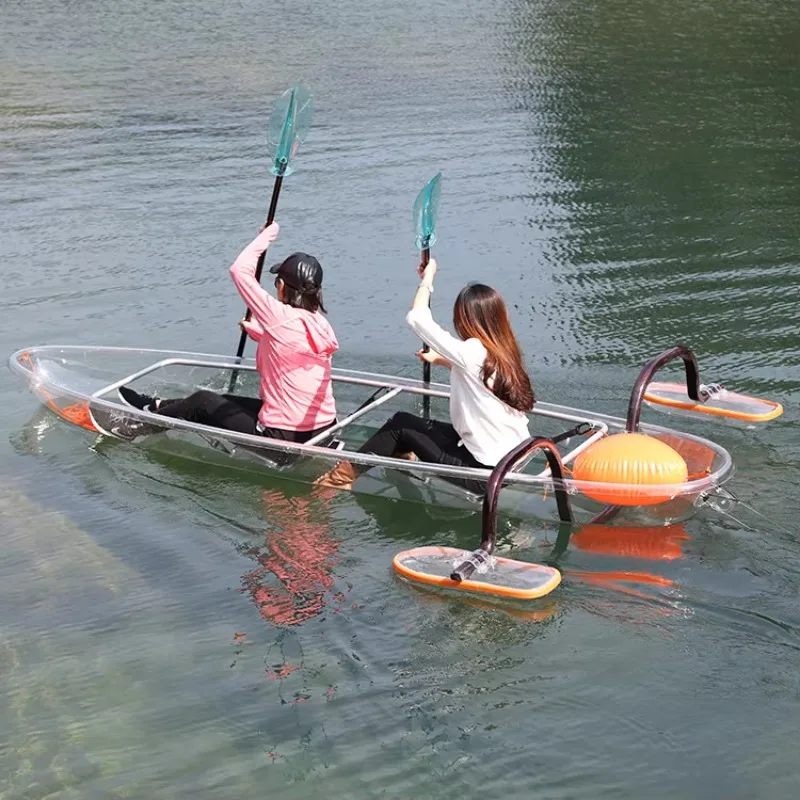 

2-Person Transparent PC Kayak, Crystal Glass Fiber Reinforced Leisure Boat for Lakes