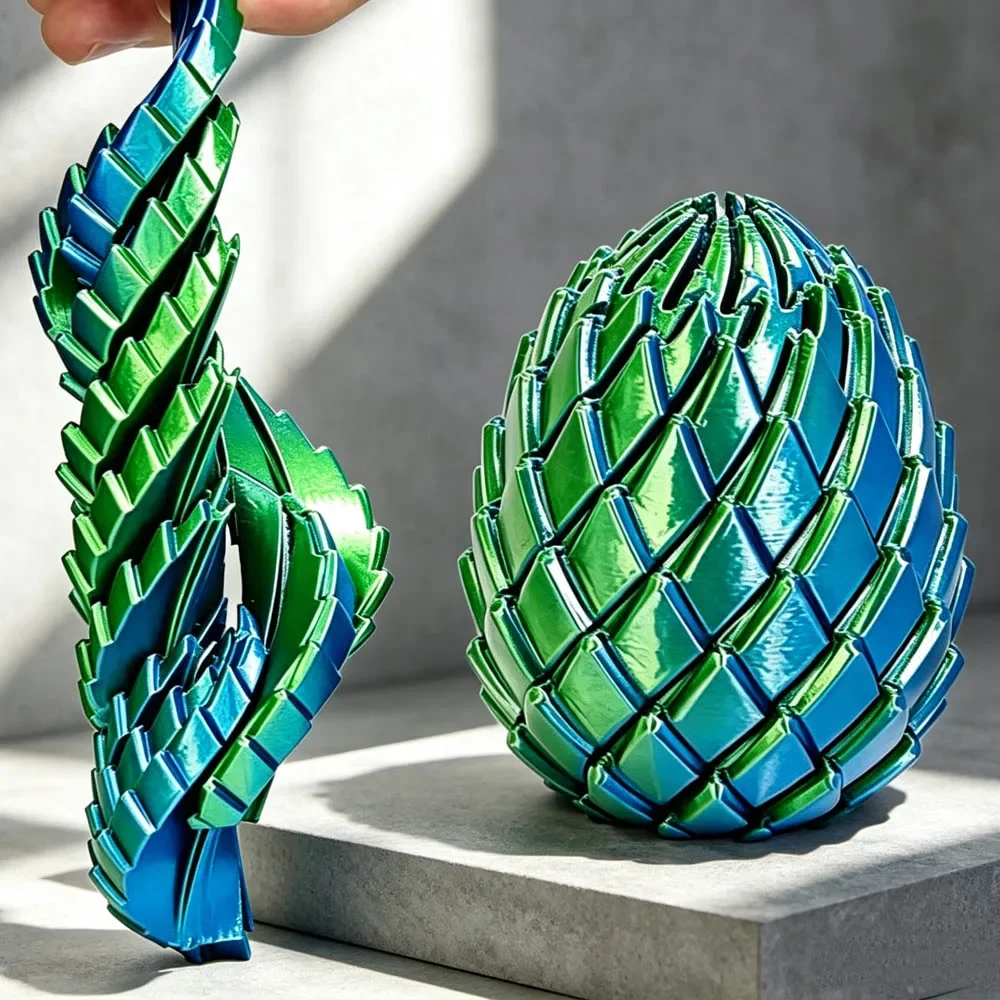 Creative 3D Printed Spiral Fidget Dragon Egg Anti Stress Toy Expandable Sensory Stress Relief Decompression Toy Desktop Decor