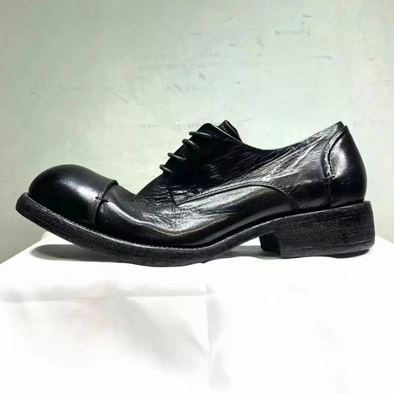 Horse Leather Used Washing Men's Business Derby Shoe Leather Casual Thick Soled Manual Men's Shoes