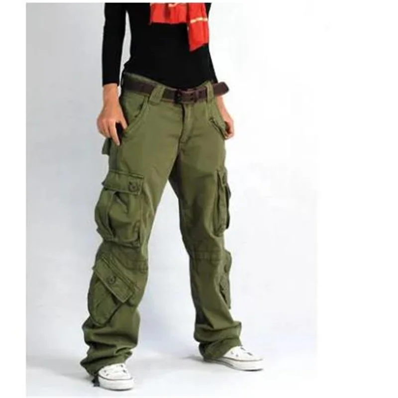 Women Cargo Pants Pocket Cotton Hip Hop Leisure Trousers Loose Baggy Military Army Tactical Wide Leg Joggers Plus Size XXL