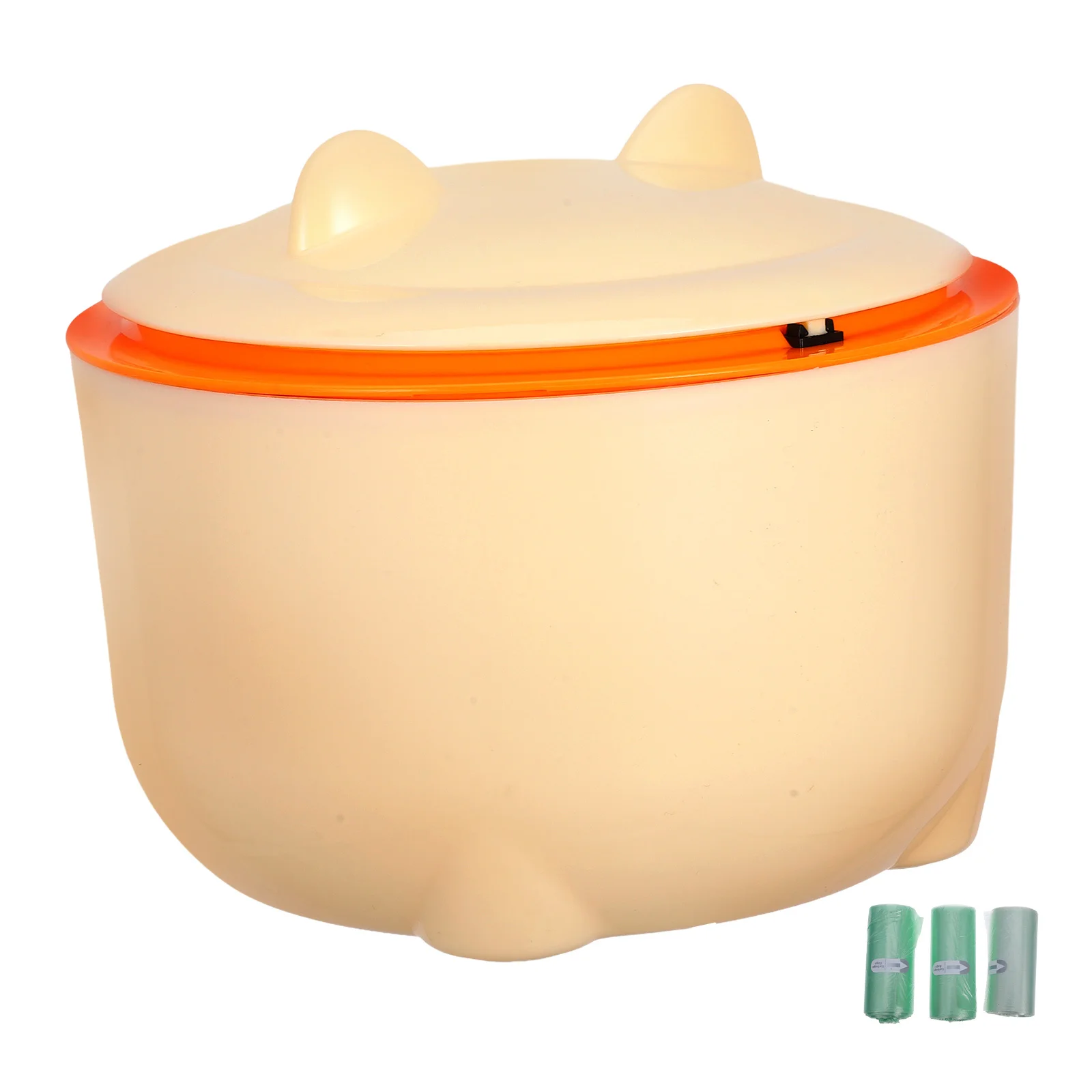 

90pcs 1 Set Sealed Cat Litter Trash Can With Lid Pet Waste Container Reusable For Desktop Cartoon Waste Bin Plastic
