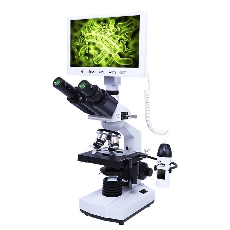 

Cheap price 7" LCD 2.0M biological portable dual lens usb digital microscope with lcd screen