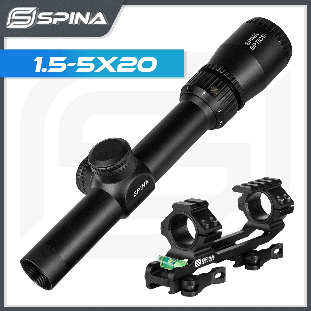 

SPINA Optics 1.5-5X20 Tactics Hunting Riflescope Mil-dot Reticle Scope Optical Sight for Air Rifle With Mounts