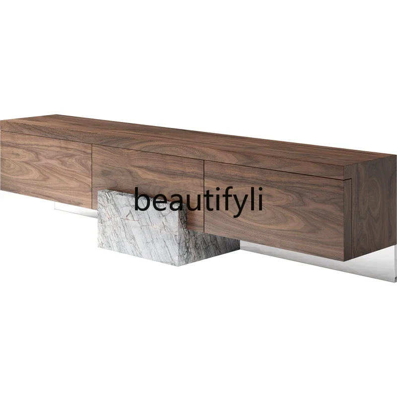 Walnut TV cabinet living room simple modern medieval marble designer creative furniture