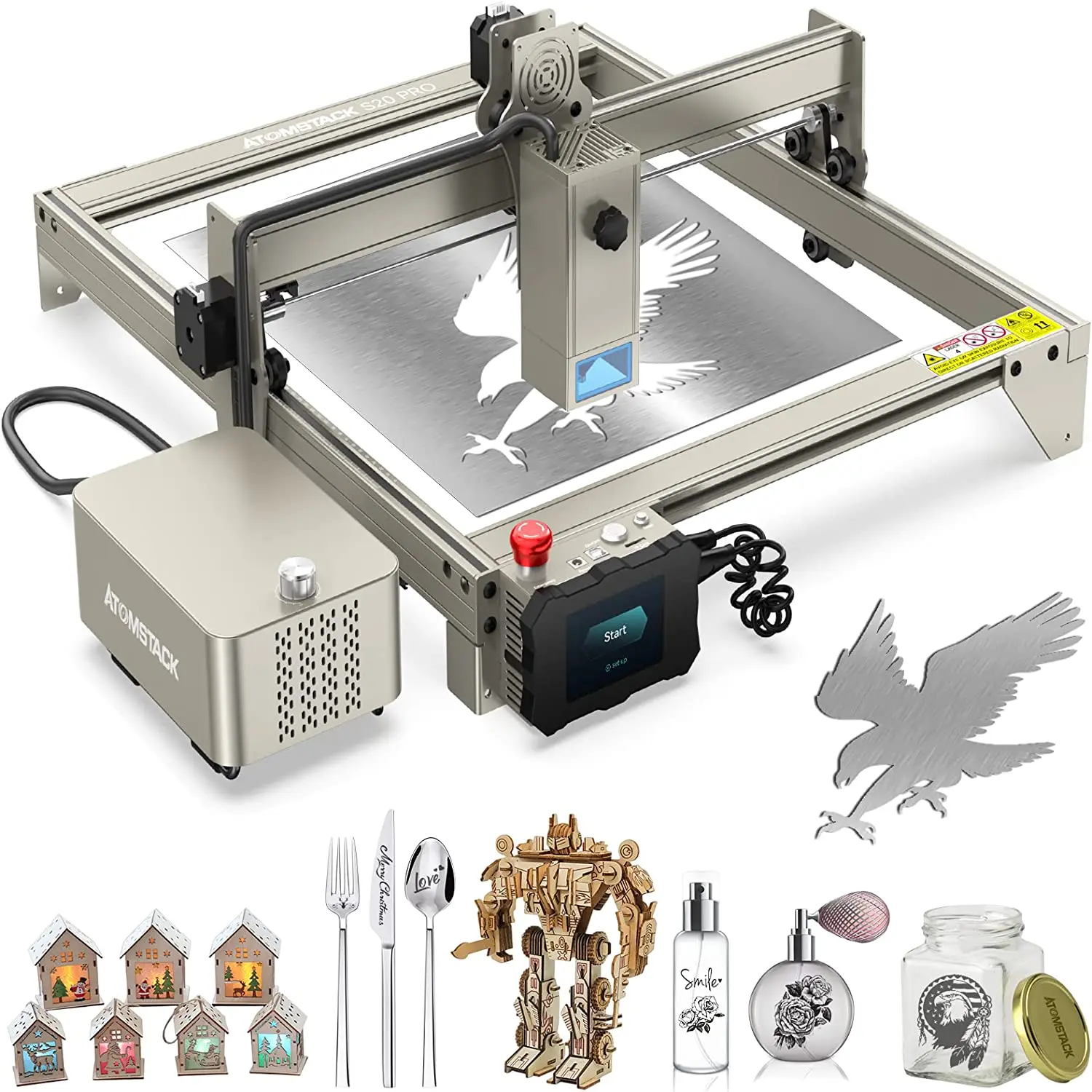 

ATOMSTACK S20 X20 A20 PRO Laser Engraver with Air Assist Kits 130W Laser Engraving Cutting Machine 20W Optical Laser Cutter