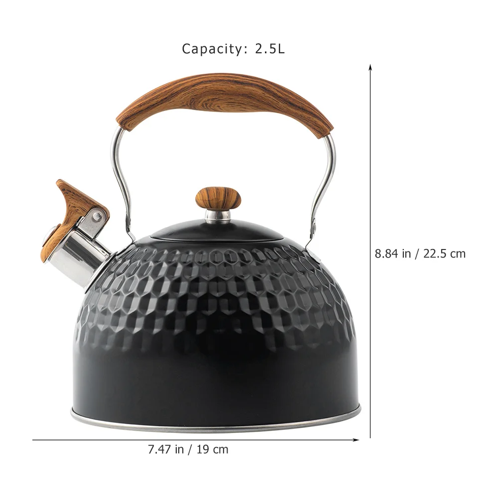 Kettle Tea Hammered Stainless Steel Chime and Coffee Pot 25l Stovetop Kitchen Boiler Water Black Boiling Whistling