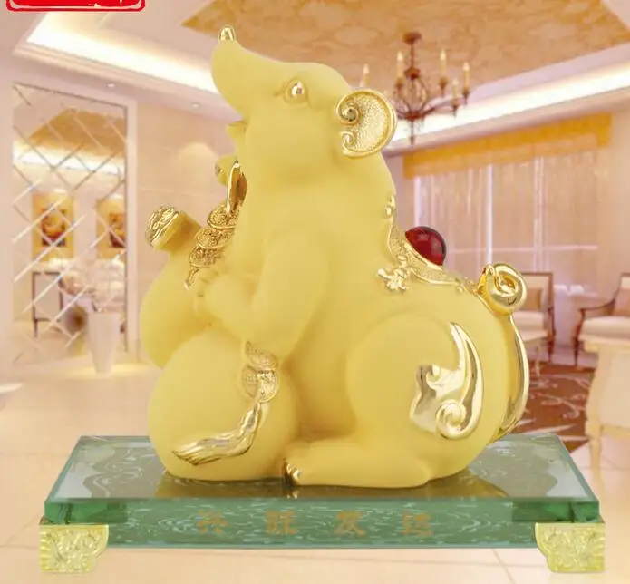 sand gold series large crystal bottom animal Rat, sculpture creative luxury neoclassical home crafts American Decoration opening