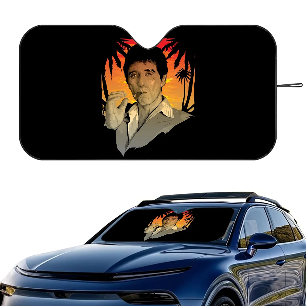 S-Scarface مظلة السيارات الستائر العازلة للحرارة الألومنيوم Film قابلة لإعادة الاستخدام شفط كأس كتل الأشعة فوق البنفسجية سيارة الشمس قناع حامي #3